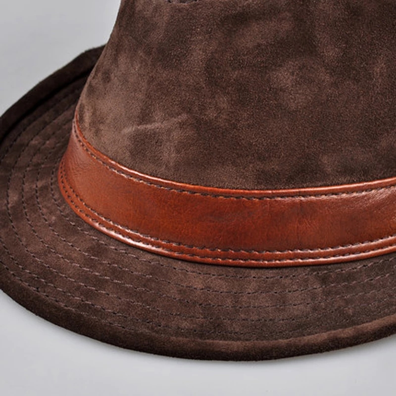 الرجال جلد طبيعي جلد البقر الم - مراجعة Fedora Hat Wool وسعره